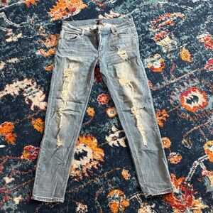 Distressed Blue Jeans